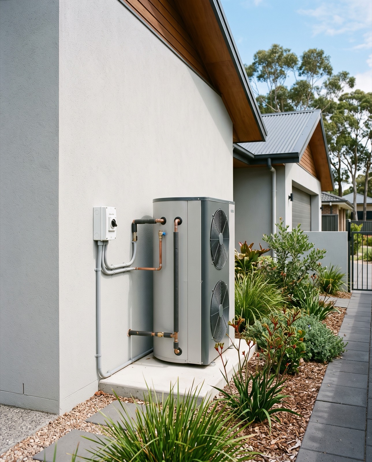 A heat pump hot water system with its electrical isolator